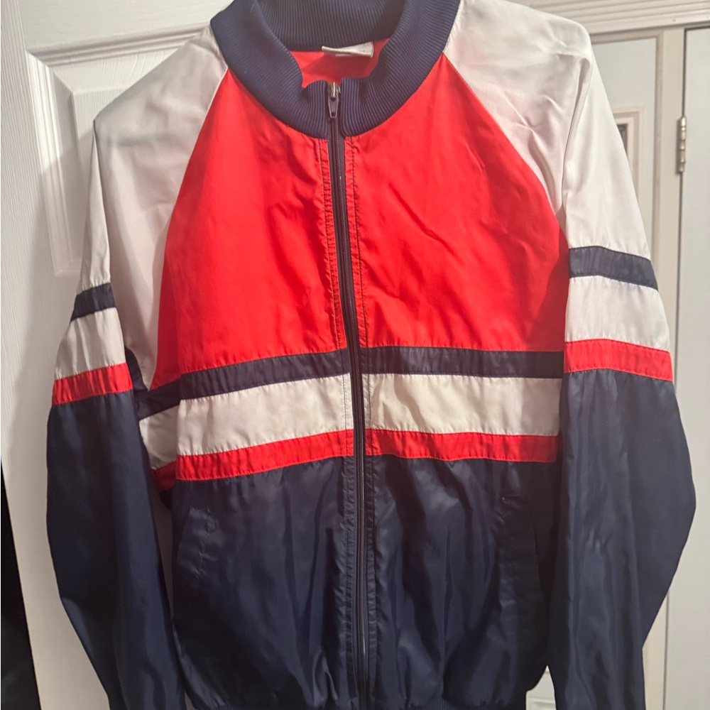 Vintage Adidas Colorblock Track Jacket Red White Blue Made in Thailand Size M